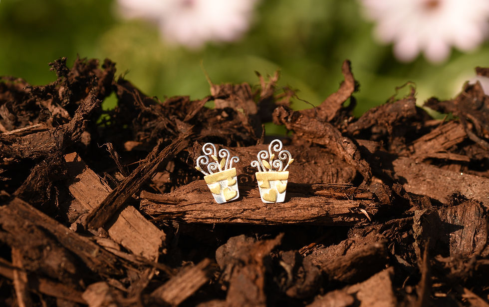 Thumbnail: Plant Pot Earrings Wood Chip Background