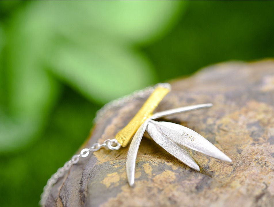 Thumbnail: Bamboo Necklace Front View Stone Background