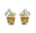 Sterling Silver Potted Plant Earrings Gold Hearts