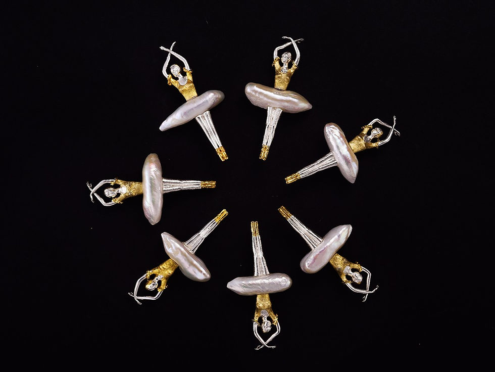 Thumbnail: Seven Ballerina Pendents in Circle Black Background