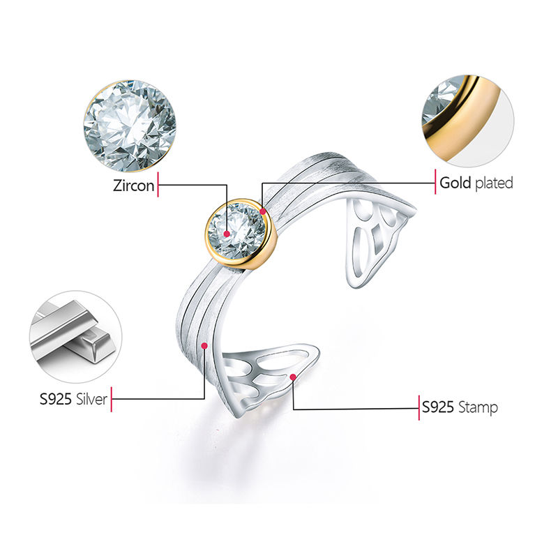 Thumbnail: Zircon Angle Wing Ring Metals Description