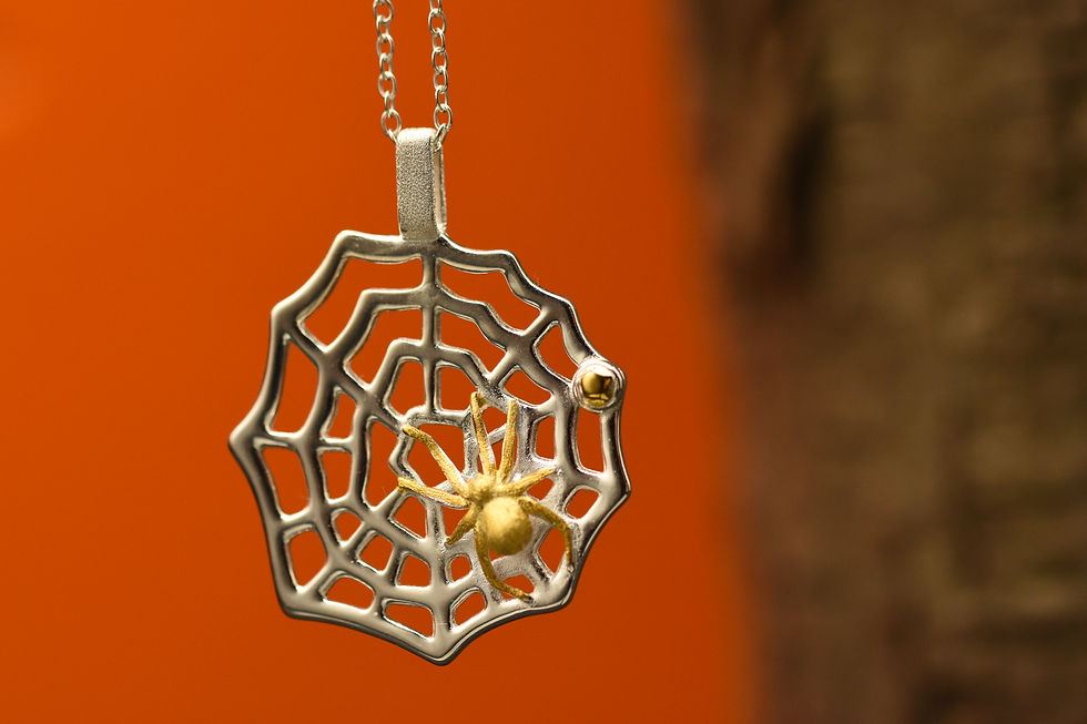Thumbnail: Spiderweb Necklace Orange Background