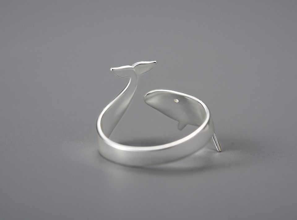Thumbnail: Sterling Silver Whale Ring Back View