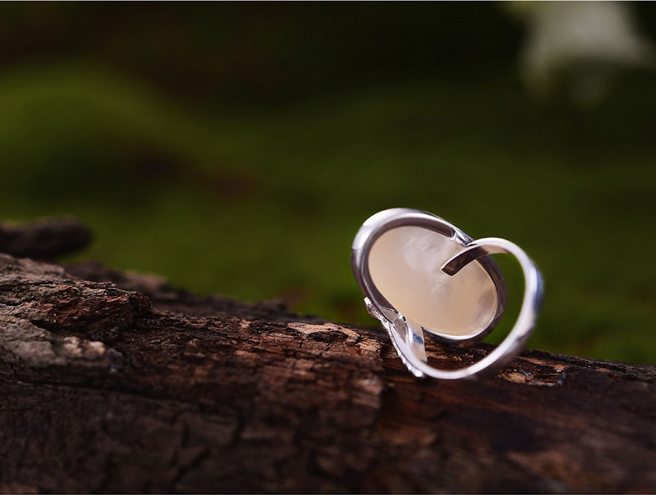 Thumbnail: Dragonfly Mother of Pearl Ring Rare View