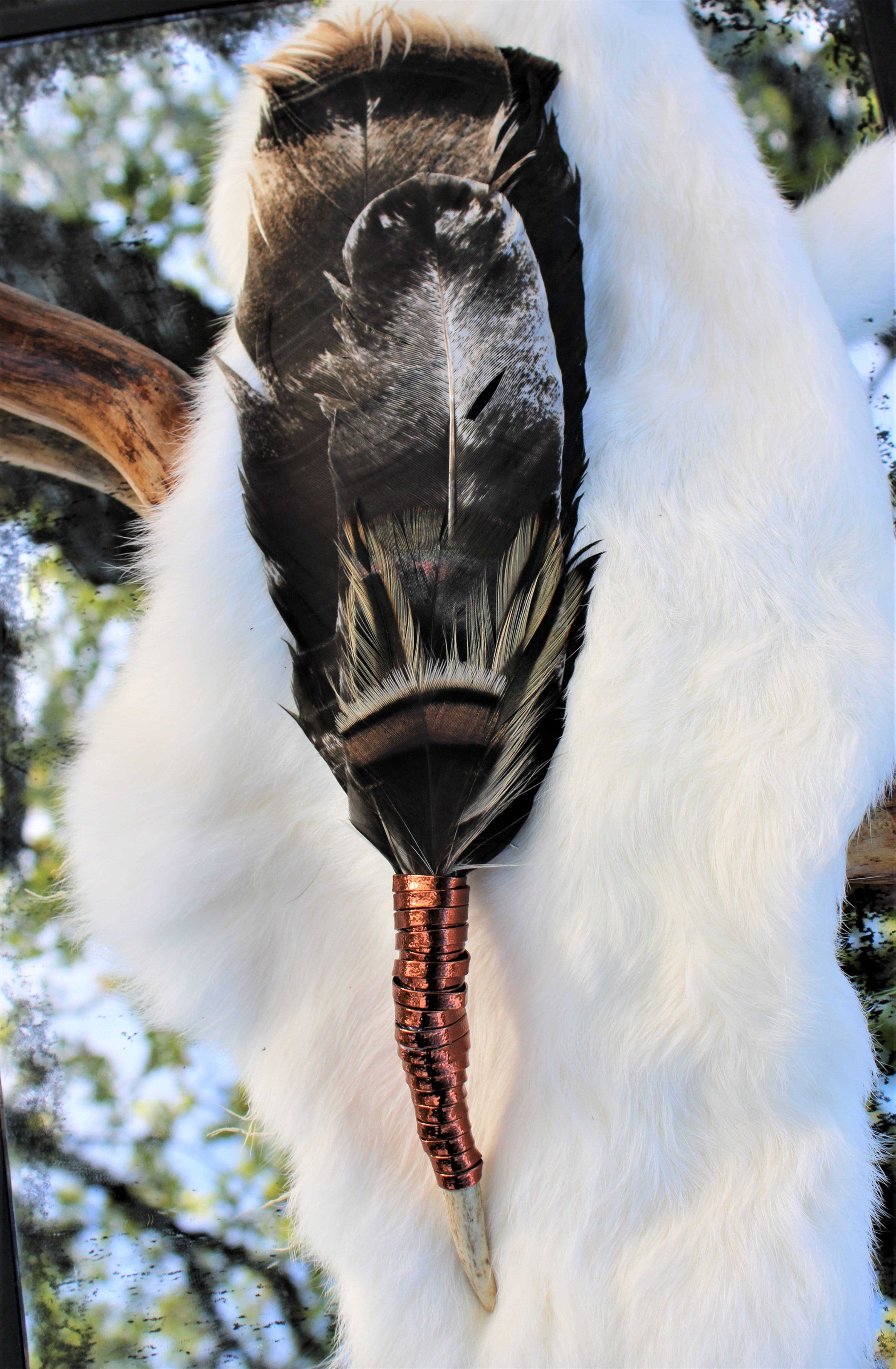 Ceremonial Feather Wand - J