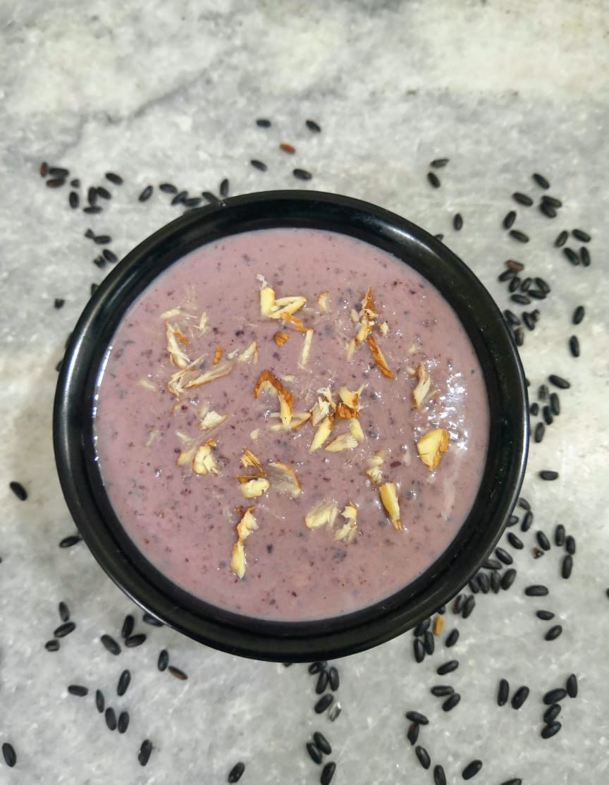 black rice phirni recipe, chak hao amubi recipe, rice pudding recipe, indian dessert recipes, simple indian recipes, traditional indian food recipe blog whiskmixstir, sheetal jandial