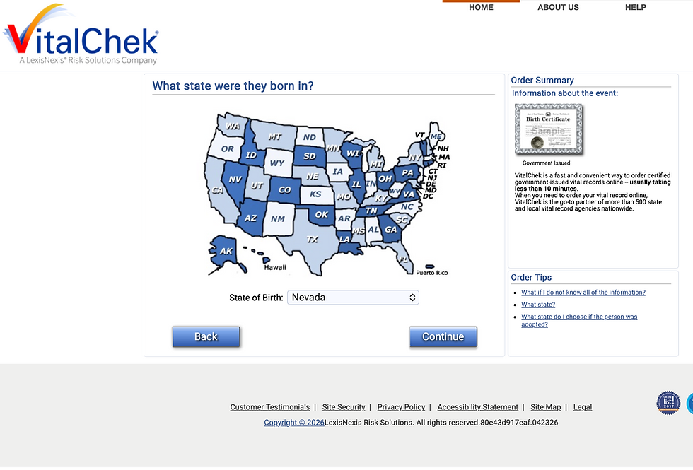 Vitalchek website
