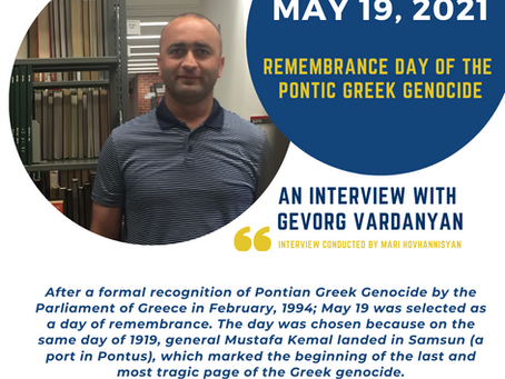 Remembrance Day of the Pontic Greek Genocide: An Interview with Gevorg Vardanyan