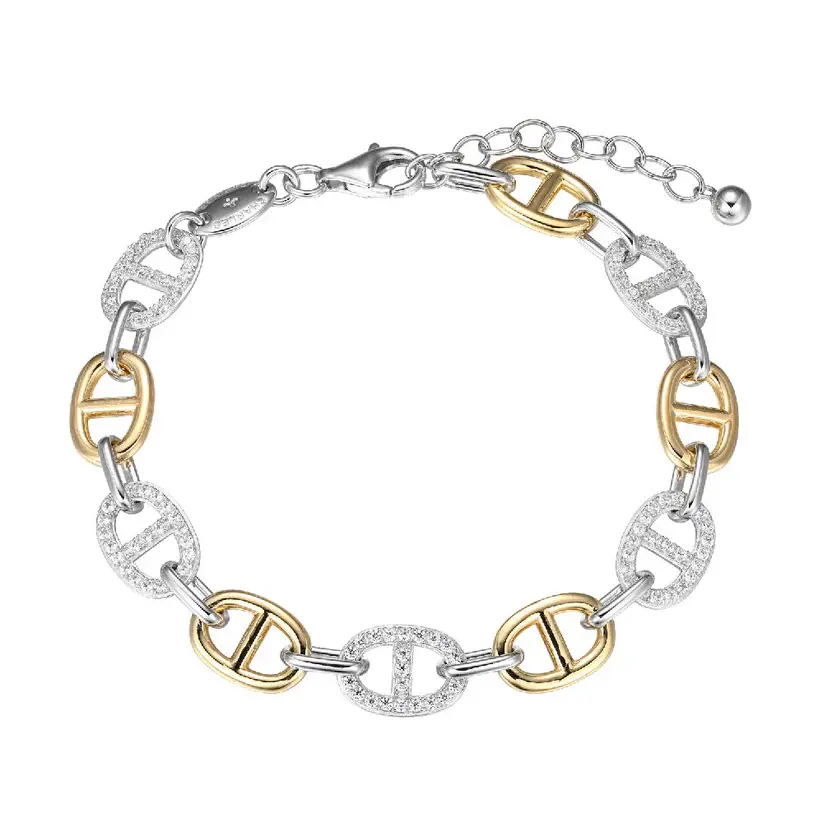 Two Tone Mariner Link with CZs