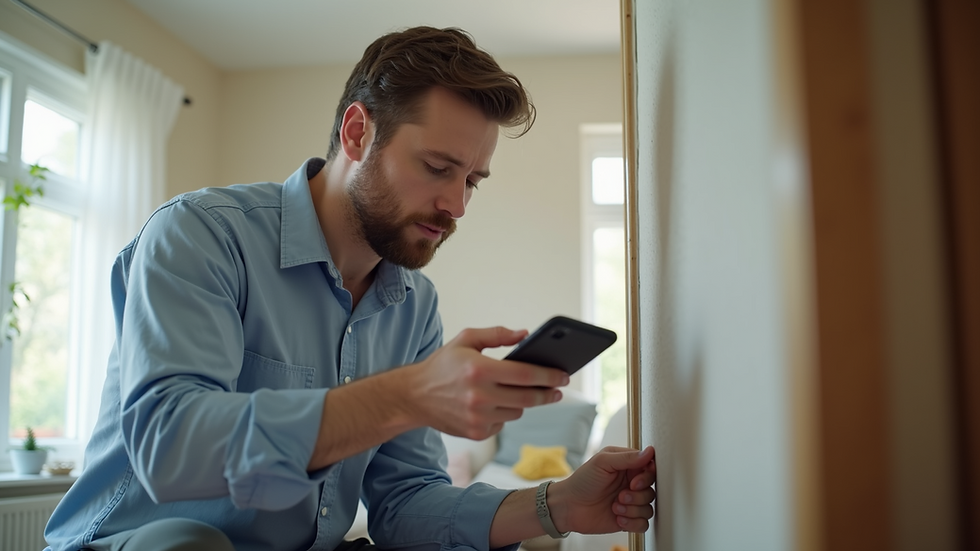 Close-up view of a professional conducting an energy efficiency audit in a residential home