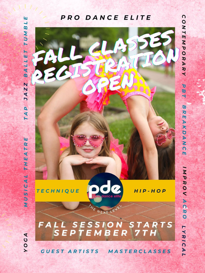 Time to get dancing! Pro Dance Elite Fall Registration