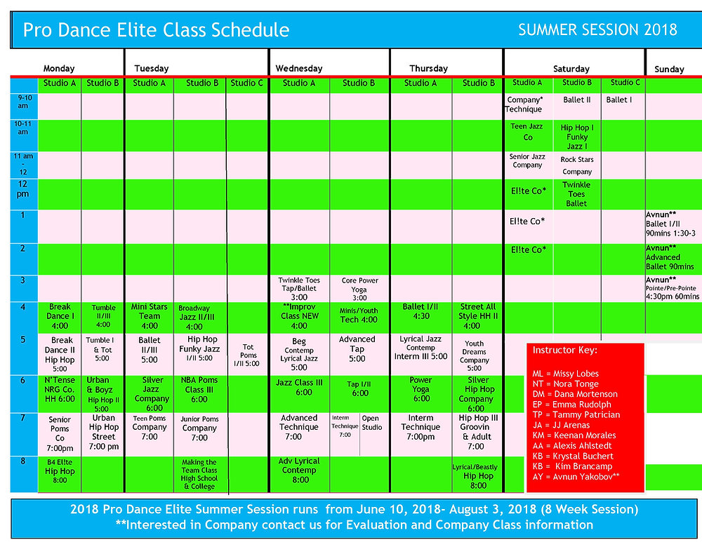 2018 Summer Class Schedule Released 2018-summer-class-schedule-released