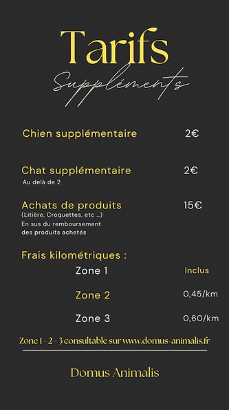 Tarifs suppléments