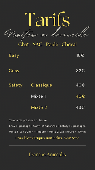 tarifs visite chats NAC cheval