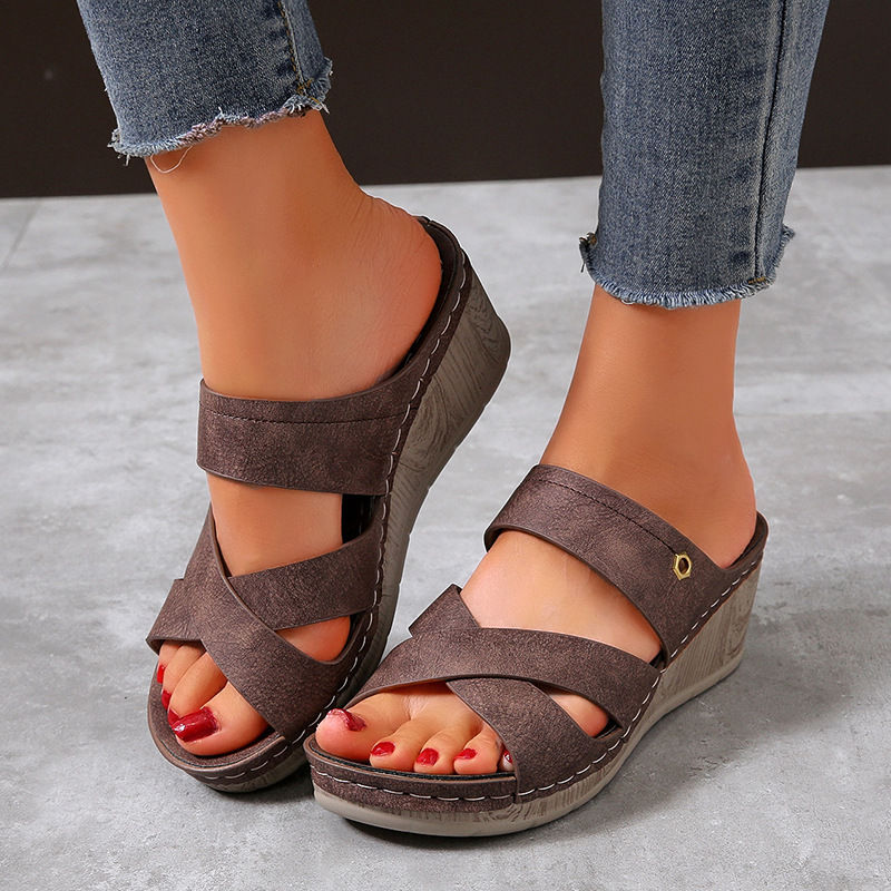 Women Shoes Block  Slides Slippers Ladies Platform Heels Wedges Sandals