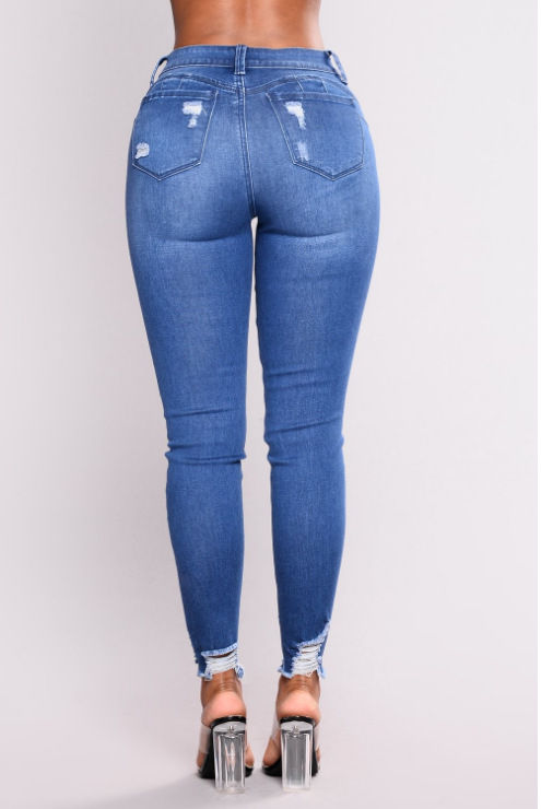 Miniature : Jeans Blue Denim High Waisted Pants Ripped Jeans