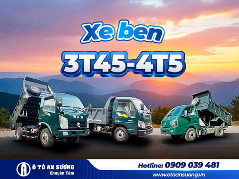 Xe ben 3.45 tấn - 4.5 tấn tiết kiệm nhiên liệu, vận hành bền bỉ