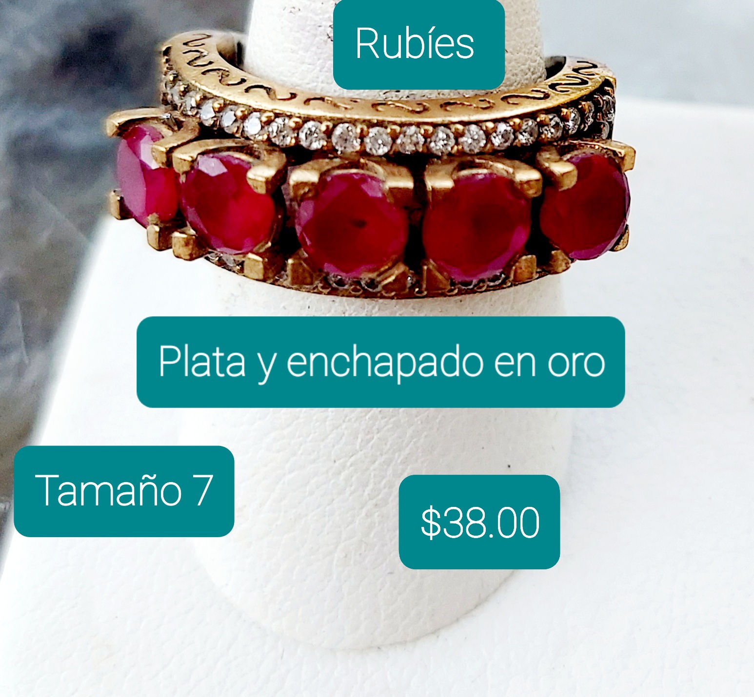 Gladys Gallardo Gold Plated with Ruby-colored stones