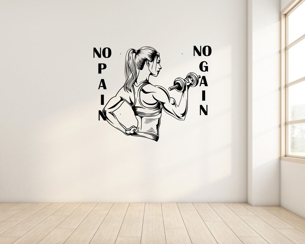 No Pain No Gain woman metal wall art set – 5 fitness female silhouettes, black motivational decor