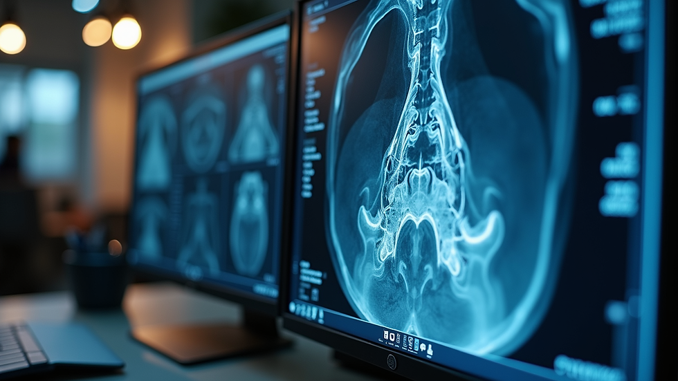 Close-up view of a CBCT scan image on a computer screen