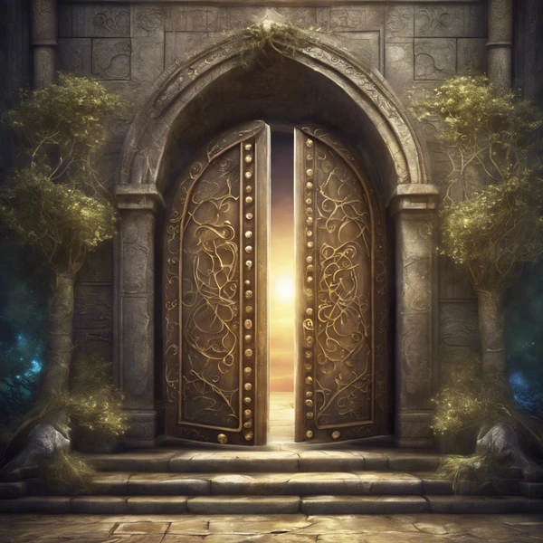 a door with the sun shining through it