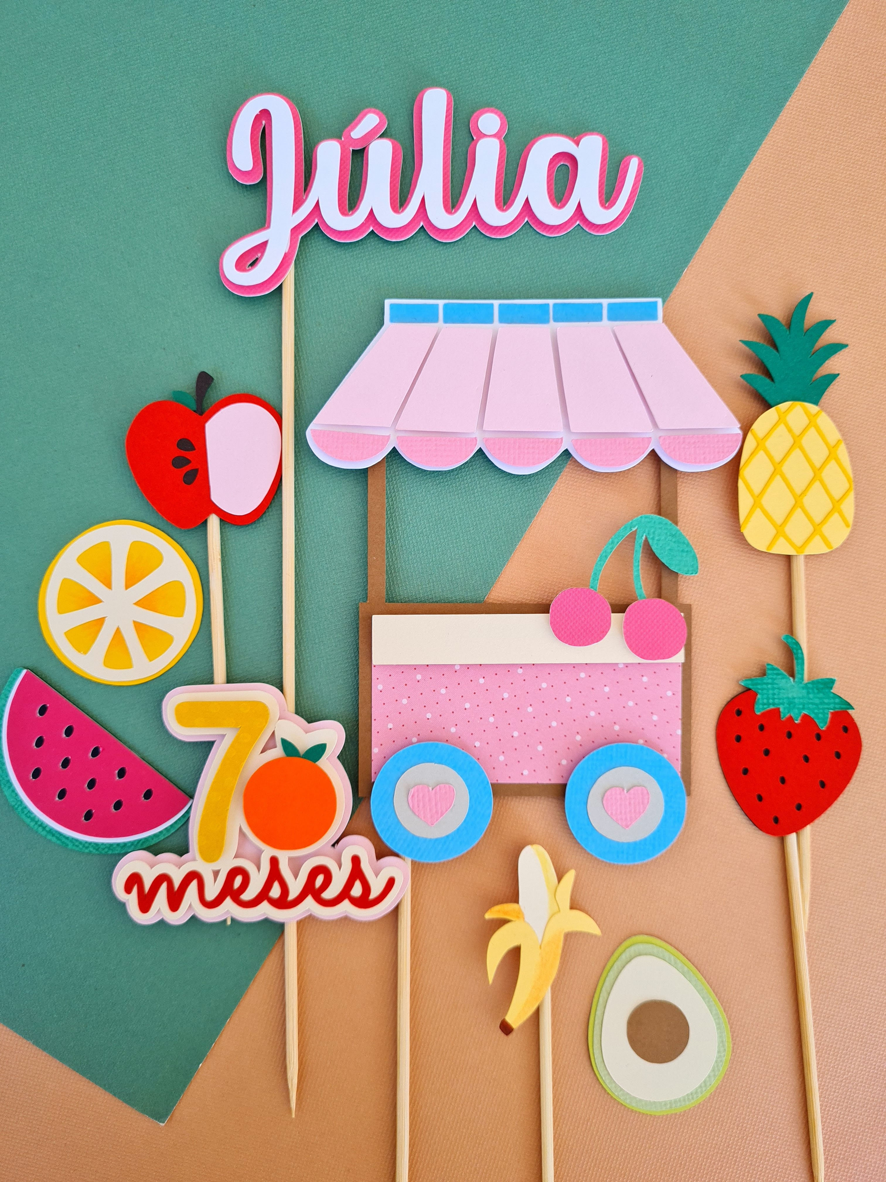 Topo de Bolo Barraca de Frutas e Picnic