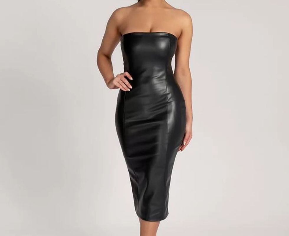 Thumbnail: off shoulder dress/leather