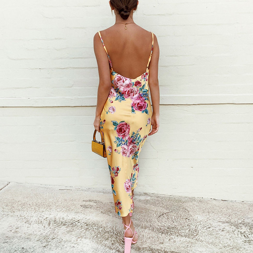 Thumbnail: satin flower print dress