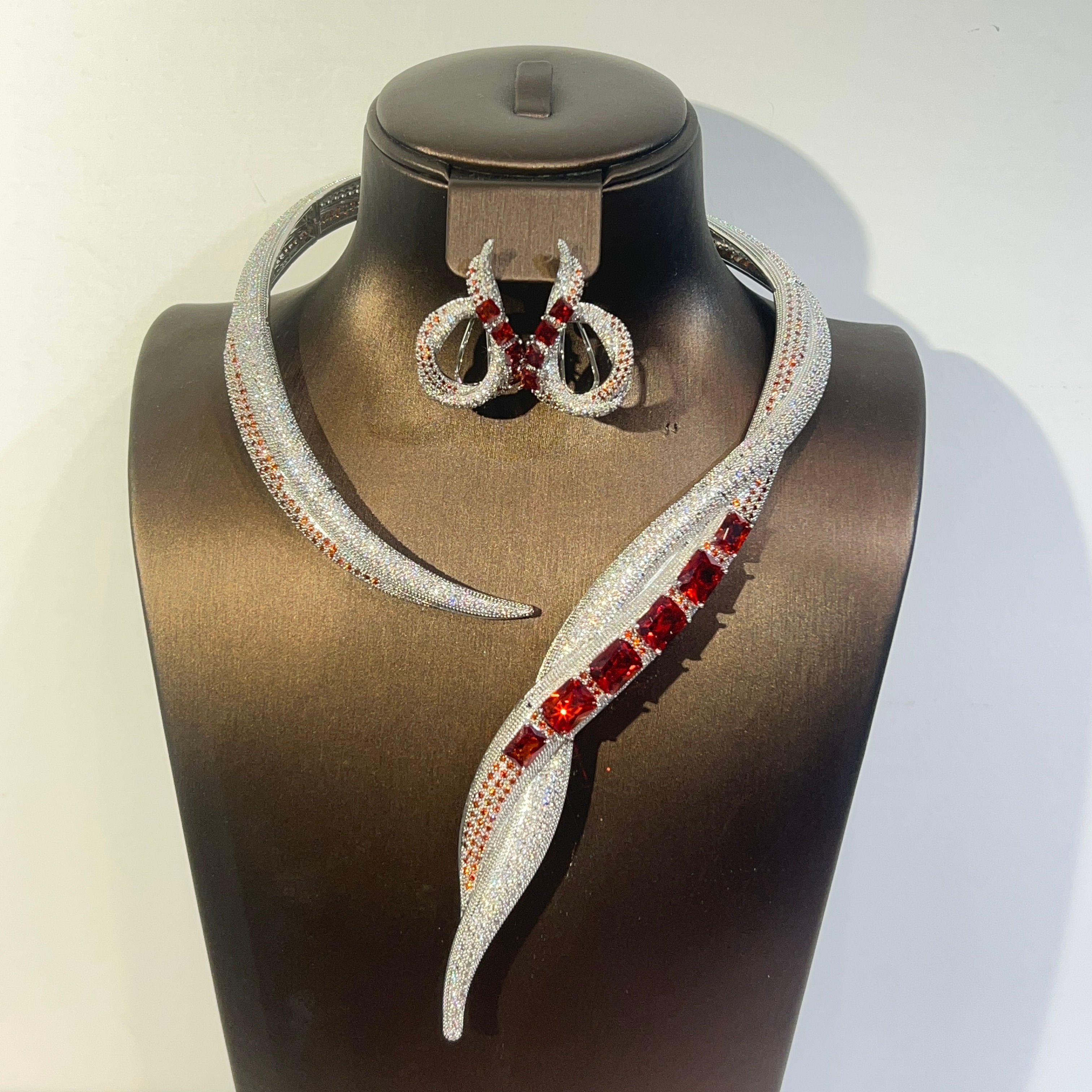 Uniquely Multicolor Designed Zircon Necklace Women Wedding Luxury Cubic Dubai Br