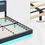 Miniature : Queen Floating Bed Frame, RGB LED Lights Headboard, USB-C/A Power Combo, Linen U