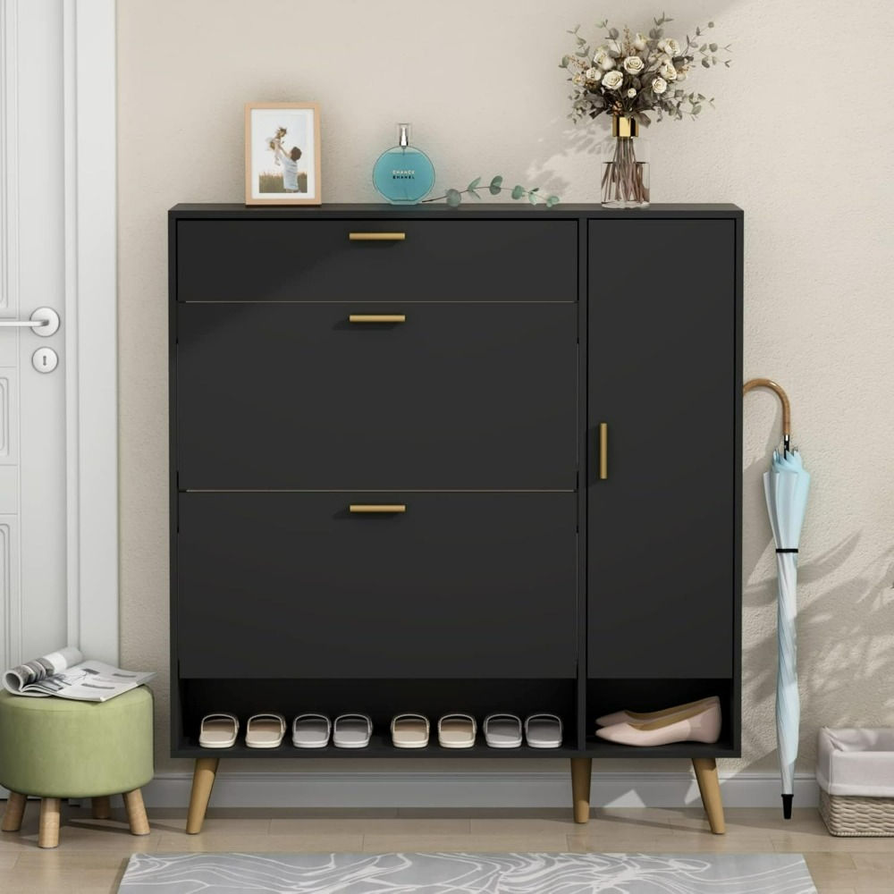 Shoe Rack Cabinet, Free Standing Shoes Storage Organizer Cabinet with 2 Flip Dra