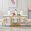 Miniature : Dining Table 70" Faux Marble White 6-8, Dining Room Table 0.71" Marble Printing 