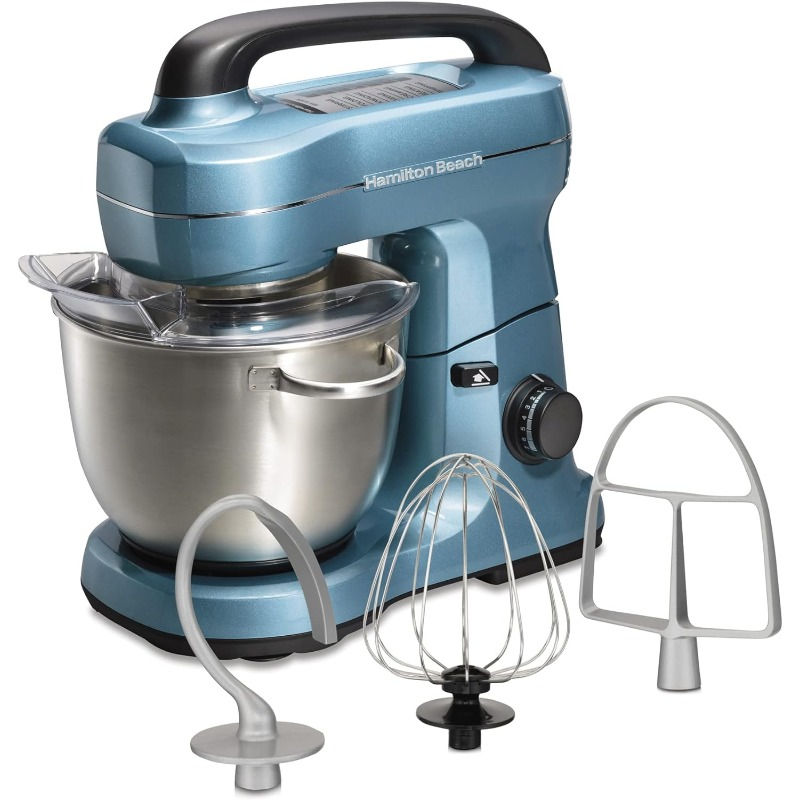 Hamilton Beach Electric Stand Mixer, 4 Quarts, Dough Hook, Flat Beater Attachmen