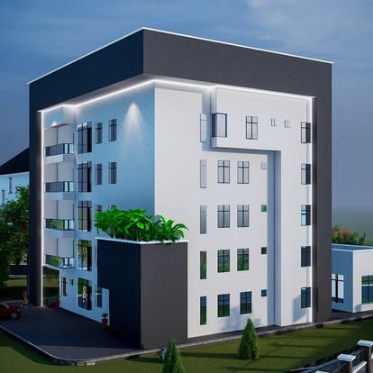 Eye-level view of a modern apartment complex in Liberia