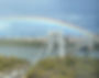 A rainbow glowing over the George Washington Bridge in Fort Lee, New Jersey