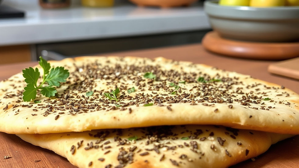 Flatbreads with Za'atar spice blend ready to eat
