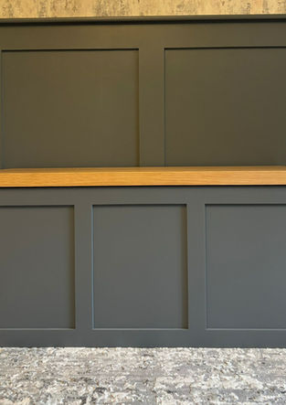 Grey Panelled Bench with Oak Top