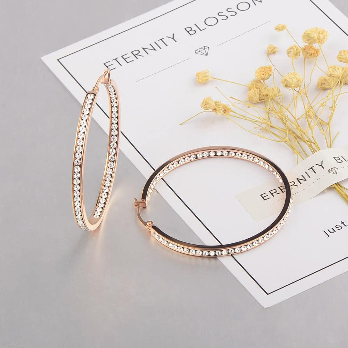 Large Rose Gold Stainless Steel Hoop Earrings for Women, Big Hypoallergenic Hoop