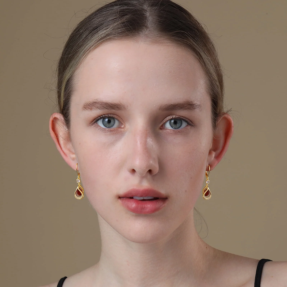Thumbnail: 18K Gold Plated Drop Earrings for Women Girls February Birthstone Earrings with 