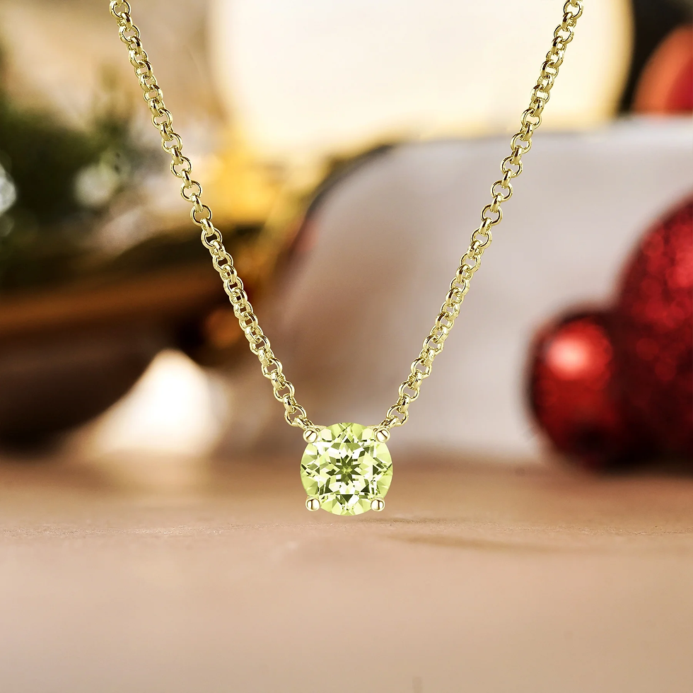 Thumbnail: Peridot Solitaire Pendant Necklace – 18K Gold Plated
