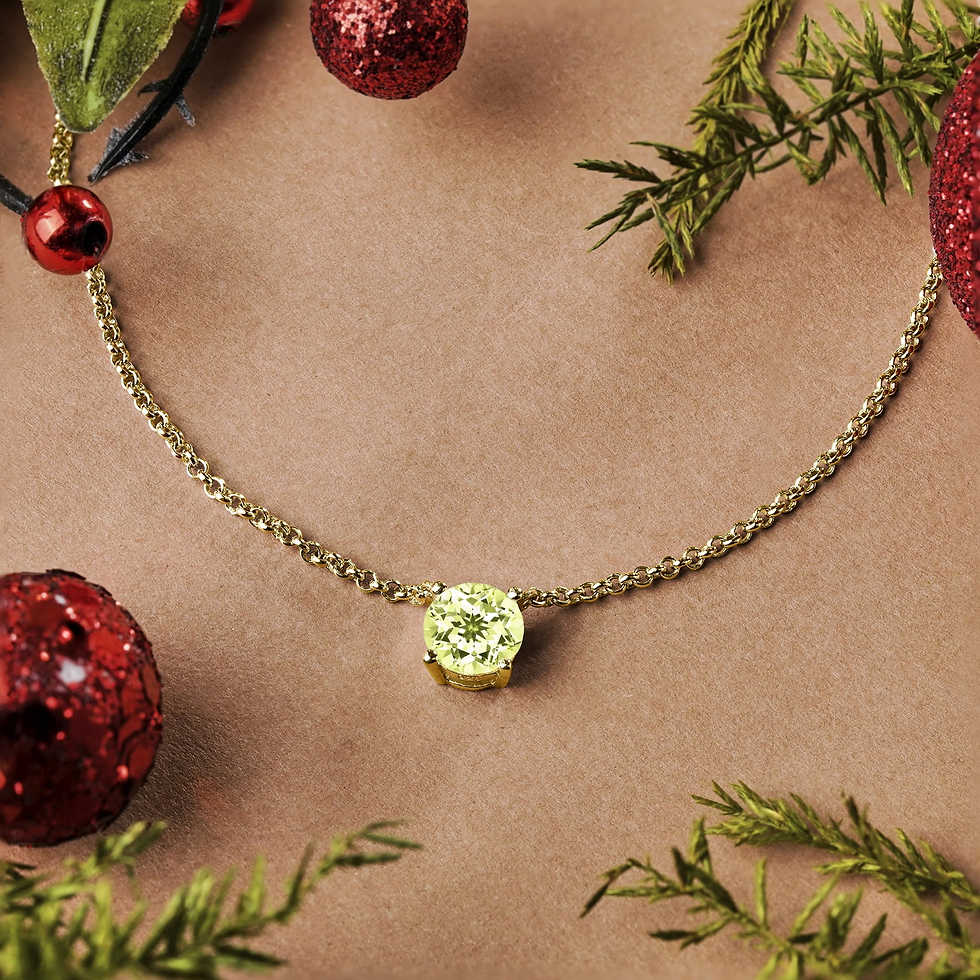 Thumbnail: Peridot Solitaire Pendant Necklace – 18K Gold Plated