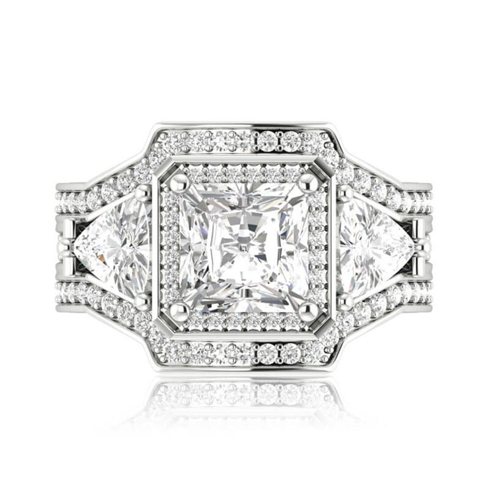 Square Ring, Moonstone Wedding Ring