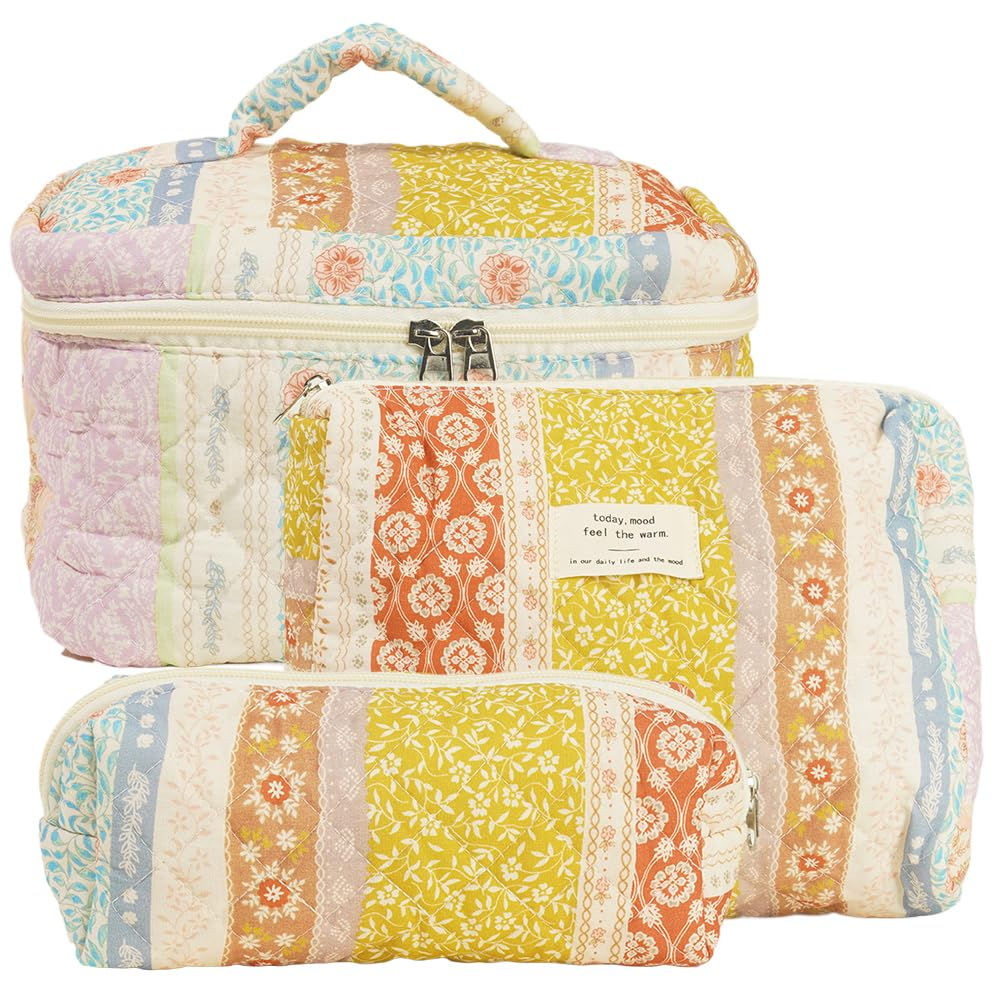 Generic Quilted Makeup Bag Set Cute Makeup Bag Cotton Floral Makeup Bag Set Aest