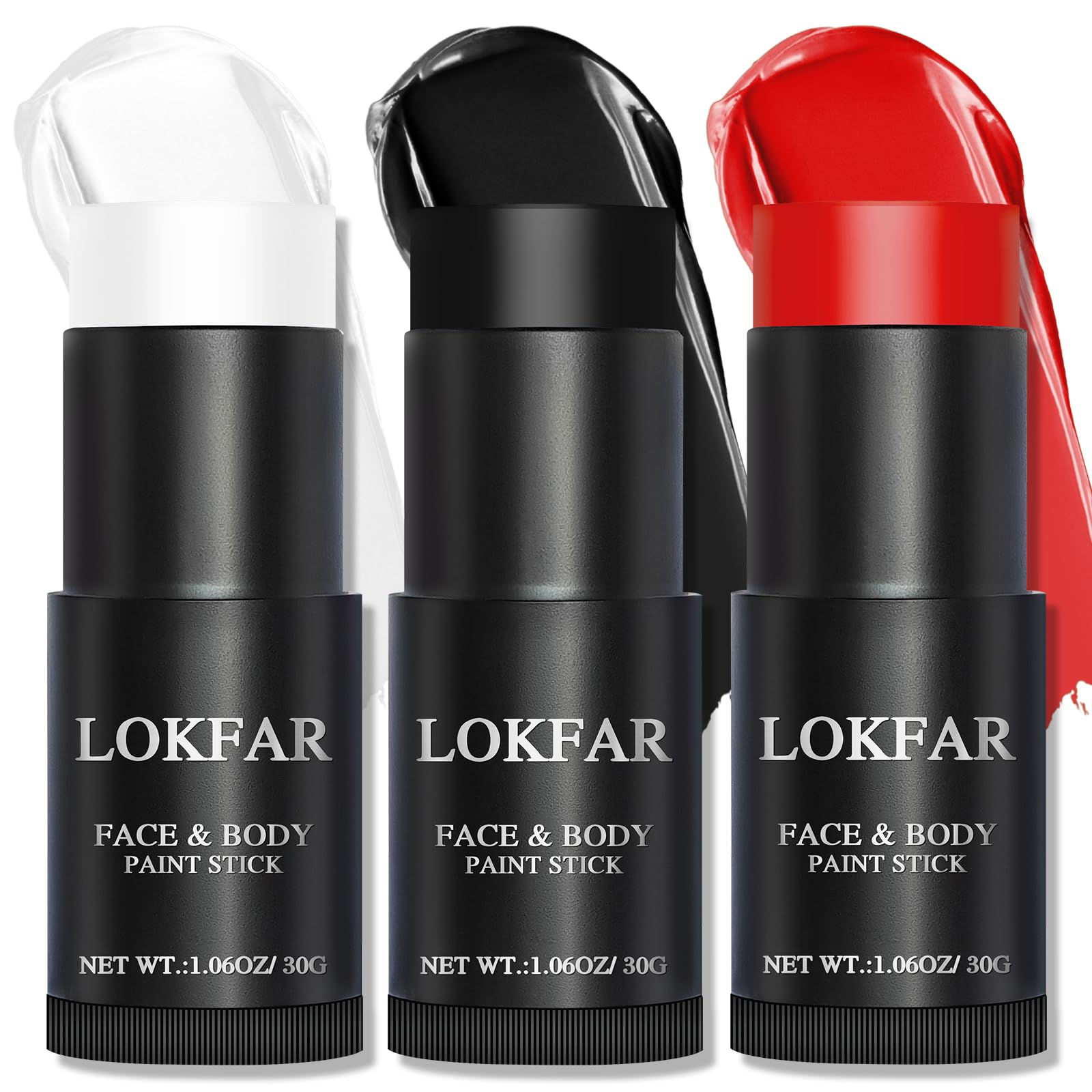 LOKFAR Black Red White Face Paint Halloween Makeup Kit Professional White Founda