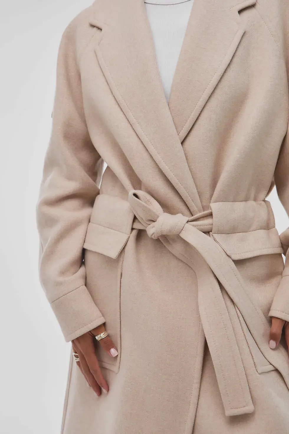 Thumbnail: Back view of the Odesa Cream Wool Coat by WeHeat - timeless design