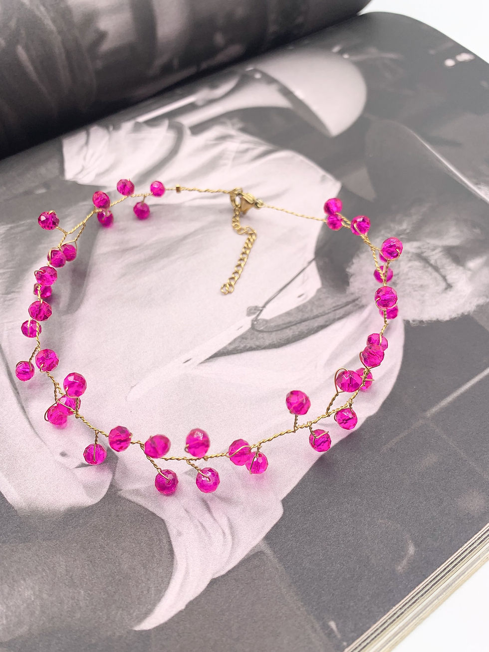 Miniatura: Choker enredadera rosa 