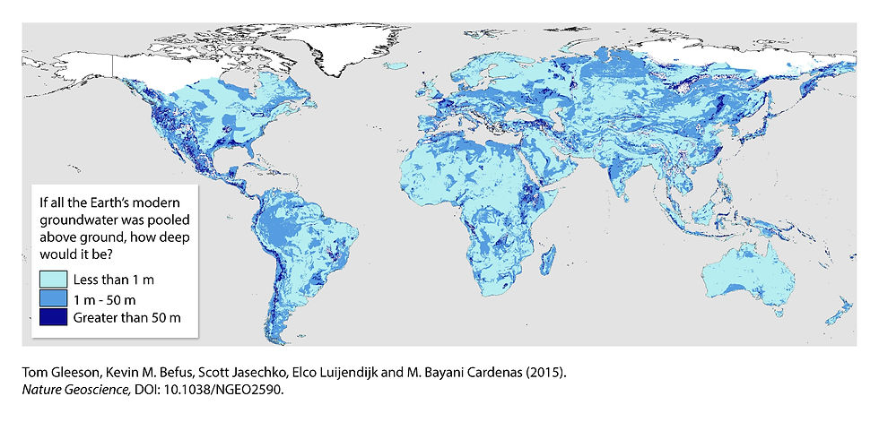Mapa de acordo com as profundidades da água encontrada no subterrâneo