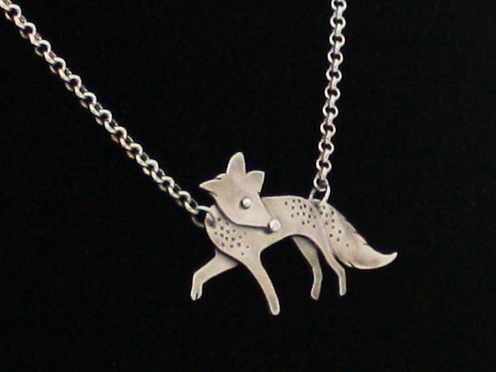 Thumbnail: Silver Prancing Fox Necklace