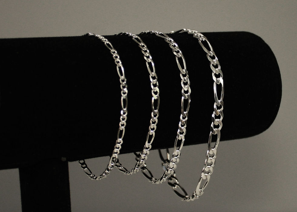 Thumbnail: Silver Figaro Bracelet, 925 Solid Sterling Silver Link Chain Bracelet