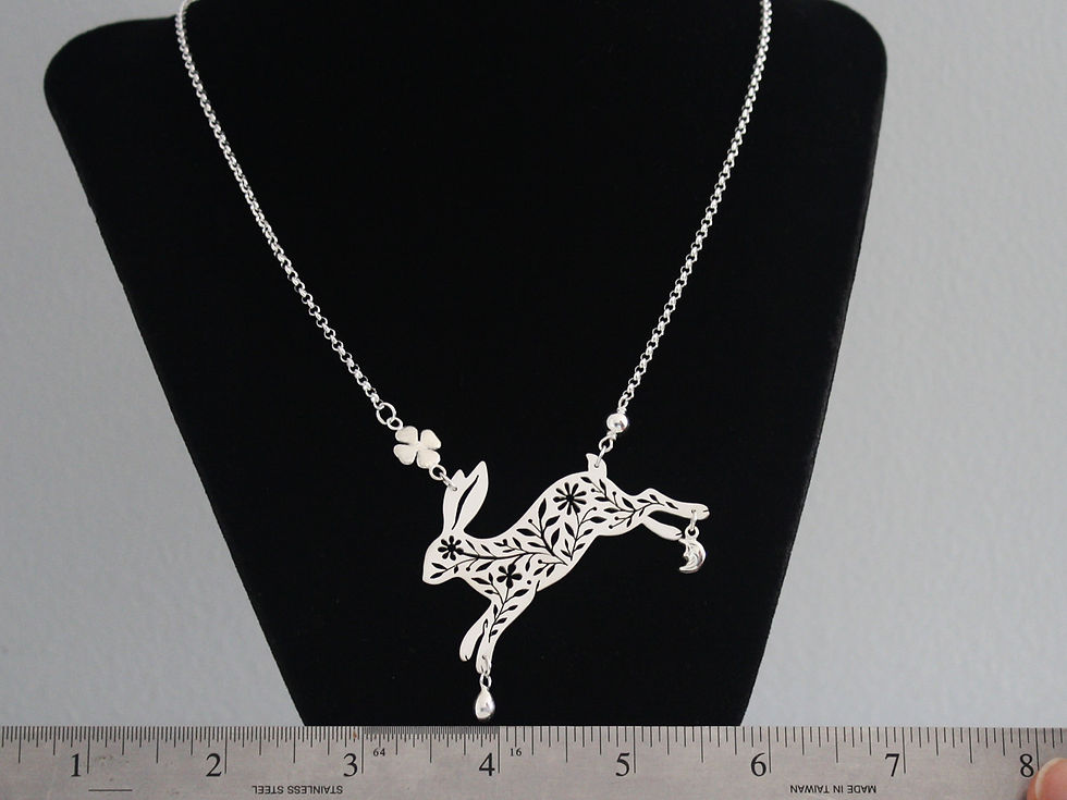 Thumbnail: Magical Leaping Hare Necklace — Solid Sterling Silver